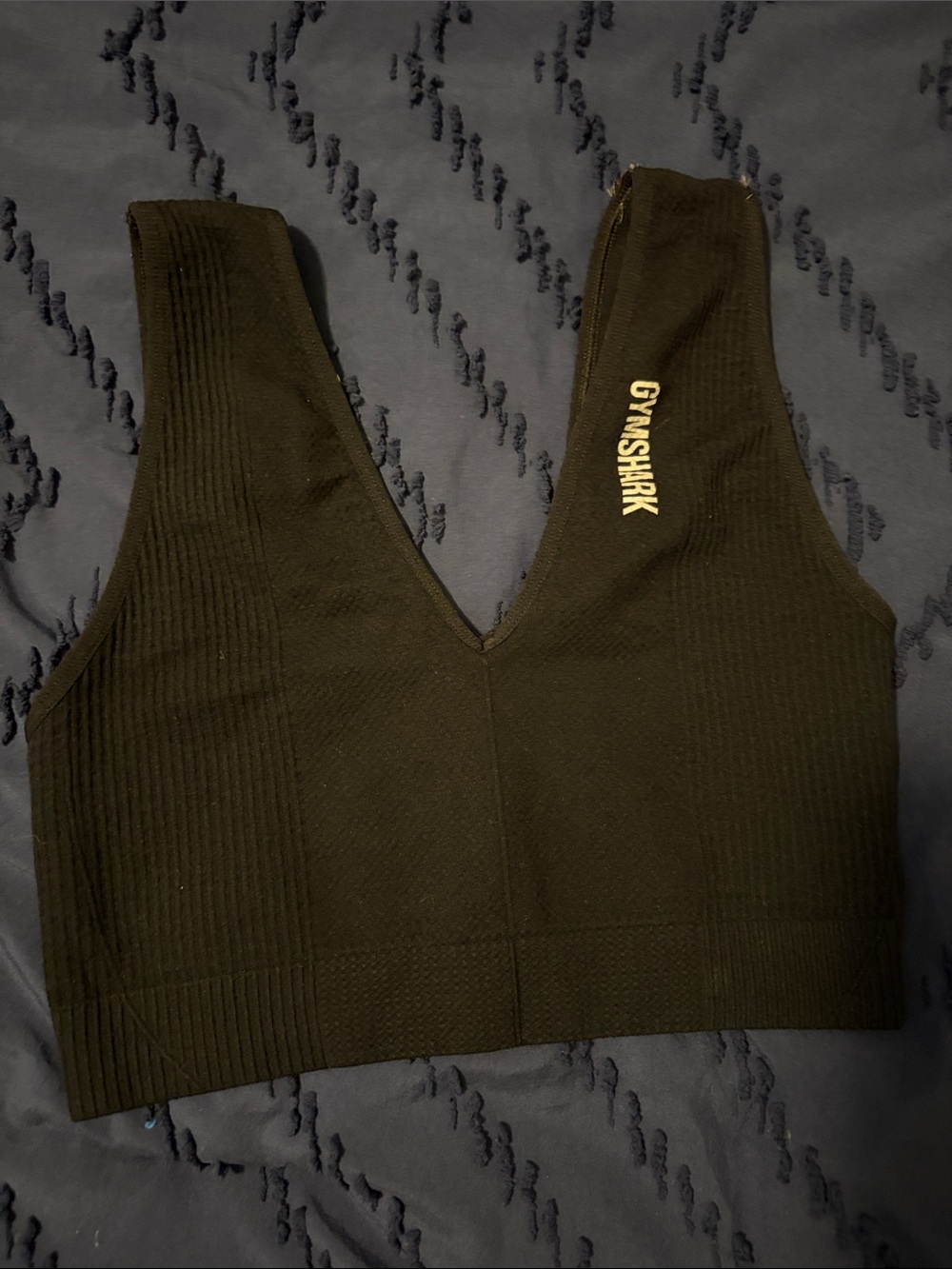Gymshark Black Ribbed Deep-V Sports Crop